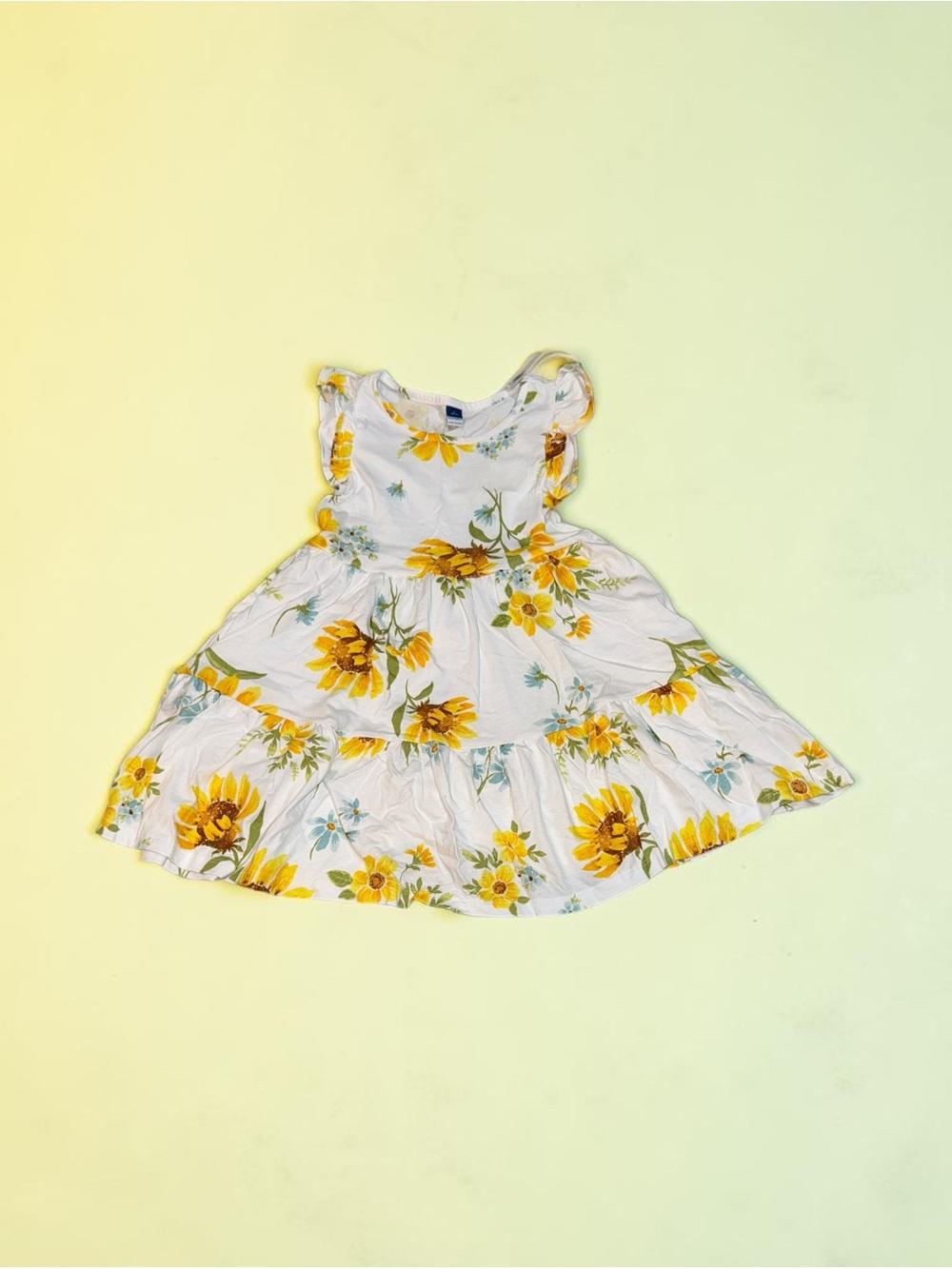 Old Navy White Dress with Yellow Sunflower Print NEW (S 6/7)